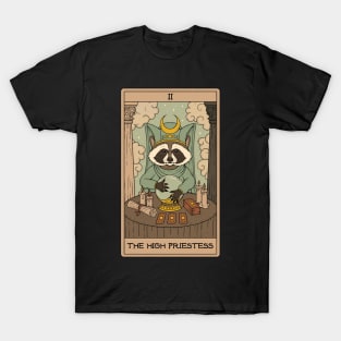 The High Priestess - Raccoons Tarot T-Shirt